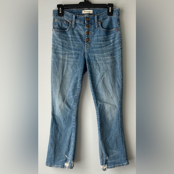 Madewell Petite Cali Demi-Boot Jeans in Bess Wash: 4 Button-Front Edition Sz 26 - Picture 6 of 12